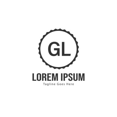 Modern çerçeveli ilk Gl logo şablonu. Minimalist Gl harf logo vektör illüstrasyon