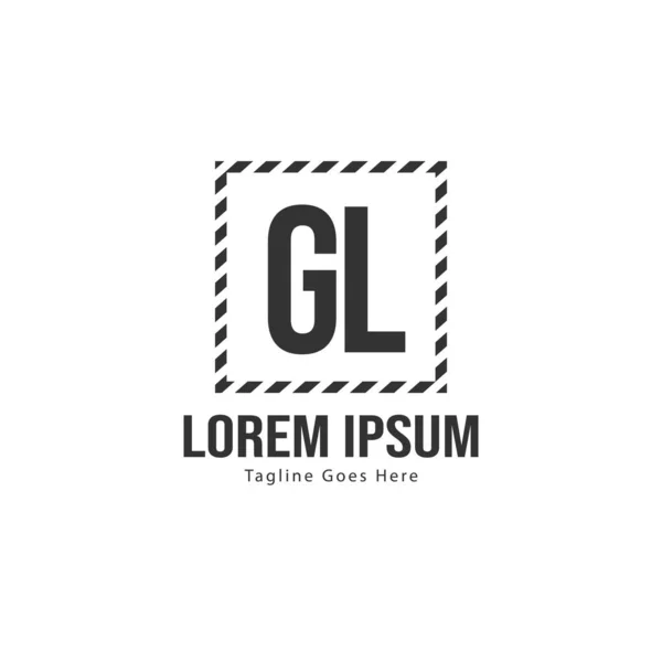 Plantilla de logotipo GL inicial con marco moderno. Minimalista GL carta logotipo vector ilustración — Vector de stock