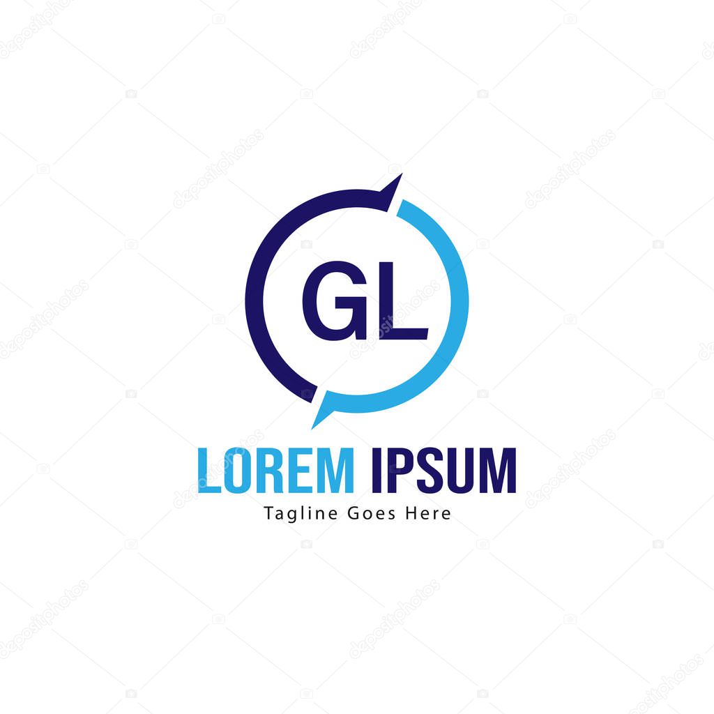 Initial GL logo template with modern frame. Minimalist GL letter logo vector illustration