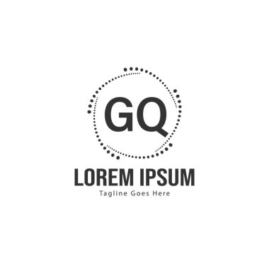 Modern çerçeveile ilk Gq logo şablonu. Minimalist Gq harfi logosu vektör illüstrasyon