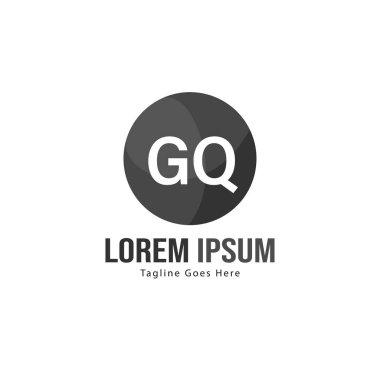 Modern çerçeveile ilk Gq logo şablonu. Minimalist Gq harfi logosu vektör illüstrasyon