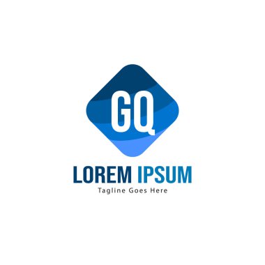 Modern çerçeveile ilk Gq logo şablonu. Minimalist Gq harfi logosu vektör illüstrasyon