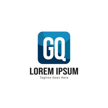 Modern çerçeveile ilk Gq logo şablonu. Minimalist Gq harfi logosu vektör illüstrasyon