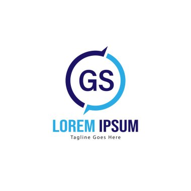 Modern çerçeveile ilk Gs logo şablonu. Minimalist Gs harf logo vektör illüstrasyon