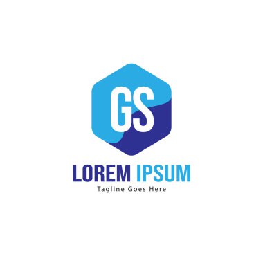 Modern çerçeveile ilk Gs logo şablonu. Minimalist Gs harf logo vektör illüstrasyon