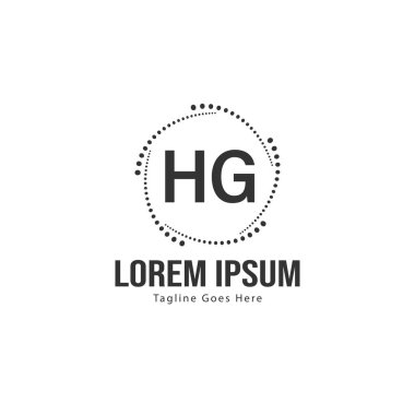 Modern çerçeveile ilk Hg logo şablonu. Minimalist Hg harf logo vektör illüstrasyon