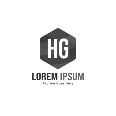 Modern çerçeveile ilk Hg logo şablonu. Minimalist Hg harf logo vektör illüstrasyon