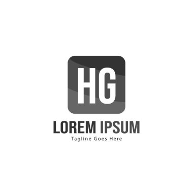 Modern çerçeveile ilk Hg logo şablonu. Minimalist Hg harf logo vektör illüstrasyon