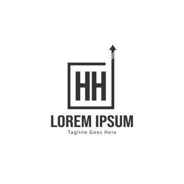 Modern çerçeveile Ilk Hh logo şablonu. Minimalist Hh harf logo vektör illüstrasyon