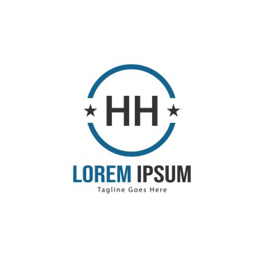 Modern çerçeveile Ilk Hh logo şablonu. Minimalist Hh harf logo vektör illüstrasyon