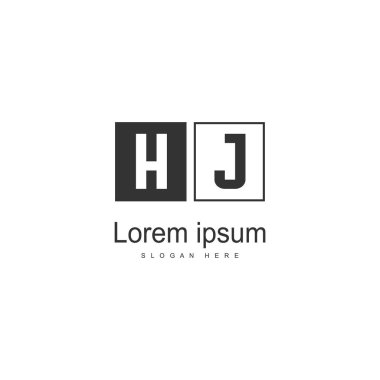 Modern çerçeve ile Ilk Hj logo şablonu. Minimalist Hj harf logo vektör illüstrasyon