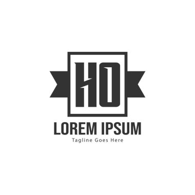 Modern çerçeveli ilk Ho logo şablonu. Minimalist Ho harf logo vektör illüstrasyon