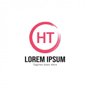 Modern çerçeveli ilk Ht logo şablonu. Minimalist Ht harf logo vektör illüstrasyon