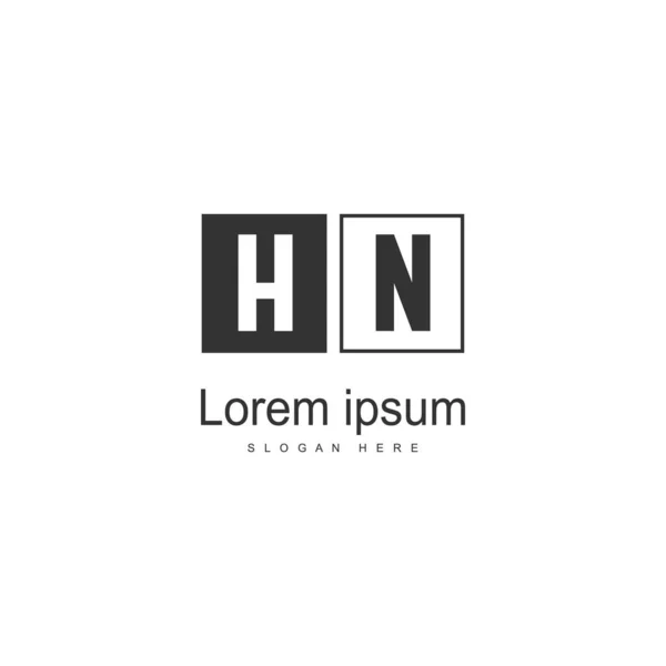 Eerste HN logo sjabloon met modern frame. Minimalistische HN brief logo vector illustratie — Stockvector