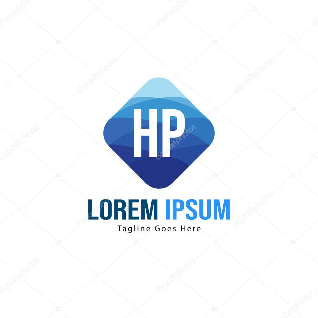 Initial HP logo template with modern frame. Minimalist HP letter logo vector illustration