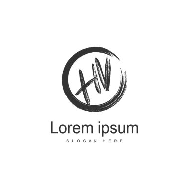 Modern çerçeveile ilk Hv logo şablonu. Minimalist Hv harf logo vektör illüstrasyon
