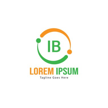 Modern çerçeveli ilk Ib logo şablonu. Minimalist Ib harf logo vektör illüstrasyon