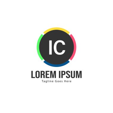 Modern çerçeveli ilk Ic logo şablonu. Minimalist Ic harf logo vektör illüstrasyon