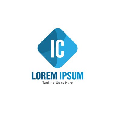 Modern çerçeveli ilk Ic logo şablonu. Minimalist Ic harf logo vektör illüstrasyon