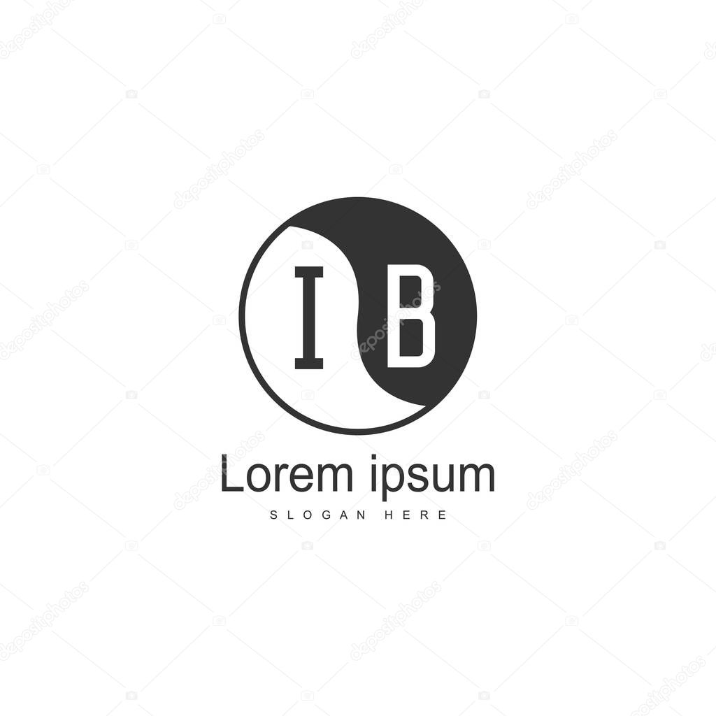 Initial IB logo template with modern frame. Minimalist IB letter logo vector illustration