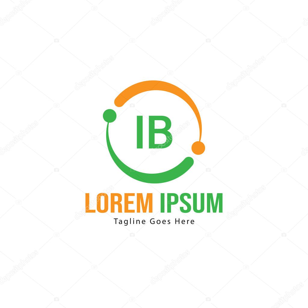 Initial IB logo template with modern frame. Minimalist IB letter logo vector illustration