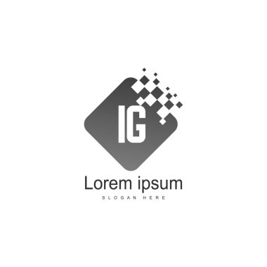 Modern çerçeveli ilk Ig logo şablonu. Minimalist Ig harf logo vektör illüstrasyon