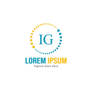 Modern çerçeveli ilk Ig logo şablonu. Minimalist Ig harf logo vektör illüstrasyon