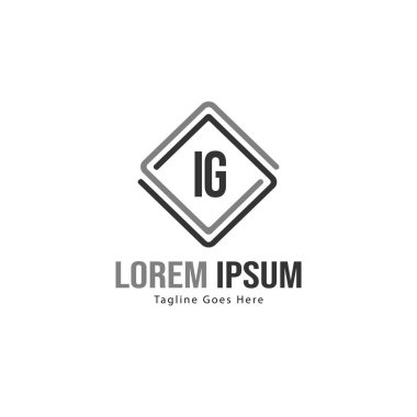 Modern çerçeveli ilk Ig logo şablonu. Minimalist Ig harf logo vektör illüstrasyon