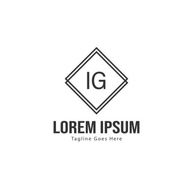 Modern çerçeveli ilk Ig logo şablonu. Minimalist Ig harf logo vektör illüstrasyon