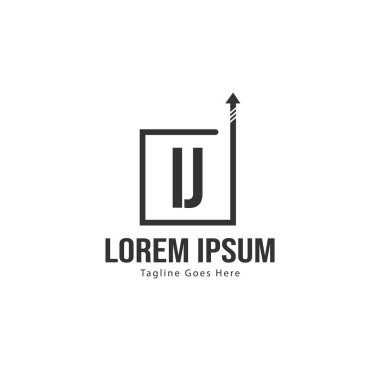 Modern çerçeve ile ilk Ij logo şablonu. Minimalist Ij harf logosu vektör illüstrasyon