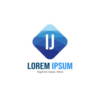 Modern çerçeve ile ilk Ij logo şablonu. Minimalist Ij harf logosu vektör illüstrasyon
