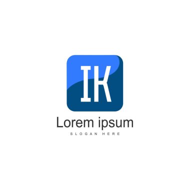 Modern çerçeveli ilk Ik logo şablonu. Minimalist Ik harf logo vektör illüstrasyon