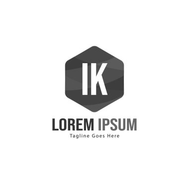 Modern çerçeveli ilk Ik logo şablonu. Minimalist Ik harf logo vektör illüstrasyon