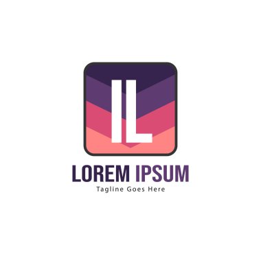 Modern çerçeveli ilk Il logo şablonu. Minimalist Il harfi logo vektör illüstrasyon