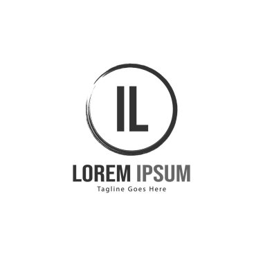 Modern çerçeveli ilk Il logo şablonu. Minimalist Il harfi logo vektör illüstrasyon
