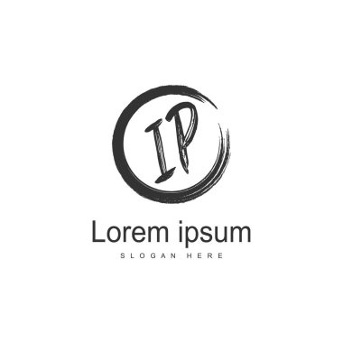 Modern çerçeveli ilk Ip logo şablonu. Minimalist Ip harfi logosu vektör illüstrasyon