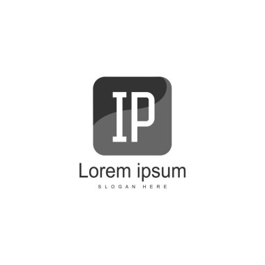 Modern çerçeveli ilk Ip logo şablonu. Minimalist Ip harfi logosu vektör illüstrasyon