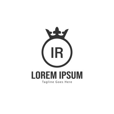 Modern çerçeveli ilk Ir logo şablonu. Minimalist Ir harf logo vektör illüstrasyon