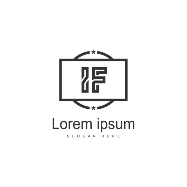 Modello iniziale di logo IF con cornice moderna. Illustrazione minimalista del vettore del logo della lettera IF — Vettoriale Stock