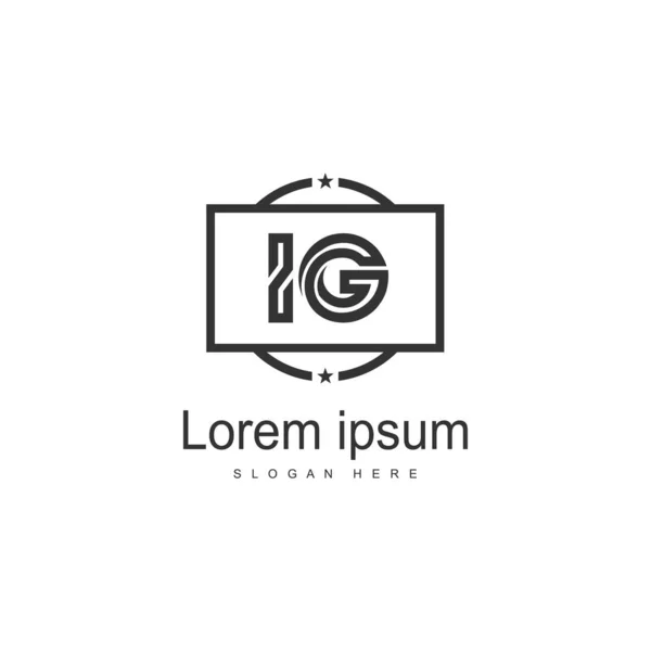 Plantilla de logotipo IG inicial con marco moderno. IG minimalista carta logotipo vector ilustración — Archivo Imágenes Vectoriales