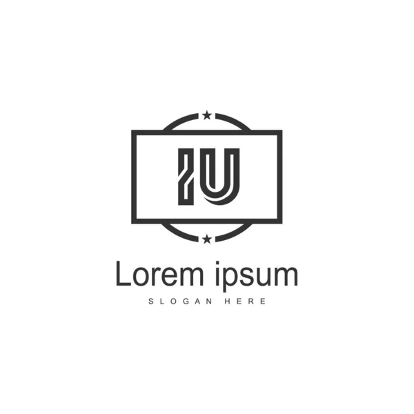 Plantilla de logotipo de IU inicial con marco moderno. Ilustración de vector de logotipo de letra UI minimalista — Archivo Imágenes Vectoriales