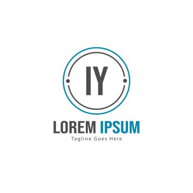 Modern çerçeve ile ilk Iy logo şablonu. Minimalist Iy harf logosu vektör illüstrasyon