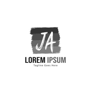 Modern çerçeveli ilk Ja logo şablonu. Minimalist Ja harfi logo vektör illüstrasyon