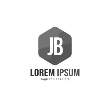 Modern çerçeve ile ilk Jb logo şablonu. Minimalist Jb harf logosu vektör illüstrasyon