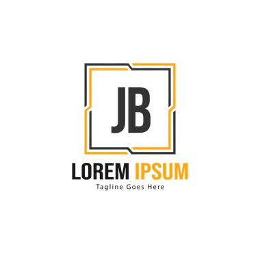 Modern çerçeve ile ilk Jb logo şablonu. Minimalist Jb harf logosu vektör illüstrasyon