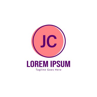 Modern çerçeve ile ilk Jc logo şablonu. Minimalist Jc harf logo vektör illüstrasyon