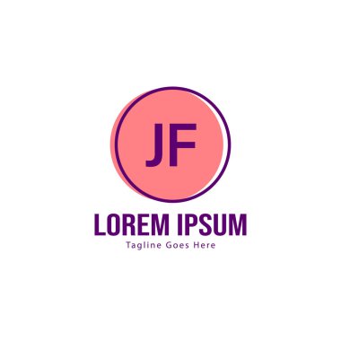 Modern çerçeveile ilk Je logo şablonu. Minimalist Je harf logo vektör illüstrasyon