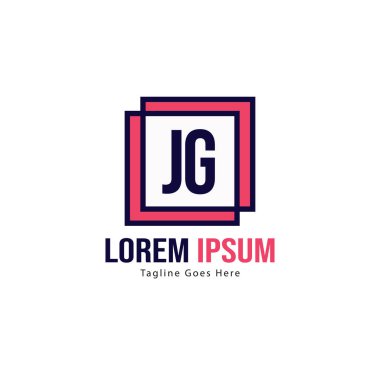 Modern çerçeve ile ilk Jg logo şablonu. Minimalist Jg harf logosu vektör illüstrasyon