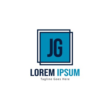 Modern çerçeve ile ilk Jg logo şablonu. Minimalist Jg harf logosu vektör illüstrasyon