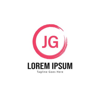 Modern çerçeve ile ilk Jg logo şablonu. Minimalist Jg harf logosu vektör illüstrasyon